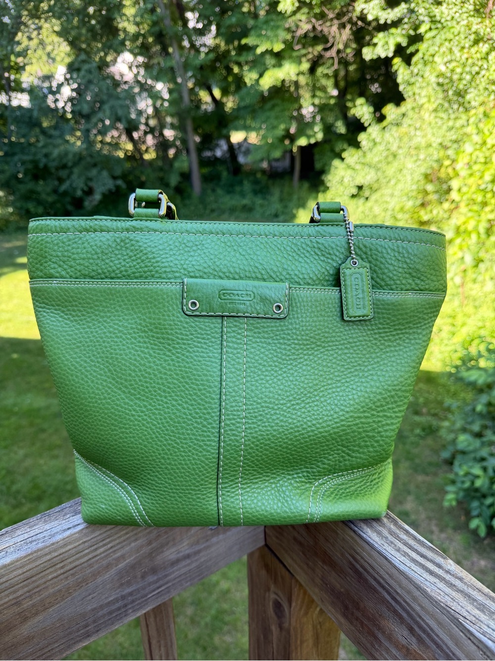 Coach Legacy Leather Tote – Apple 🍏 Green – Style F3089
